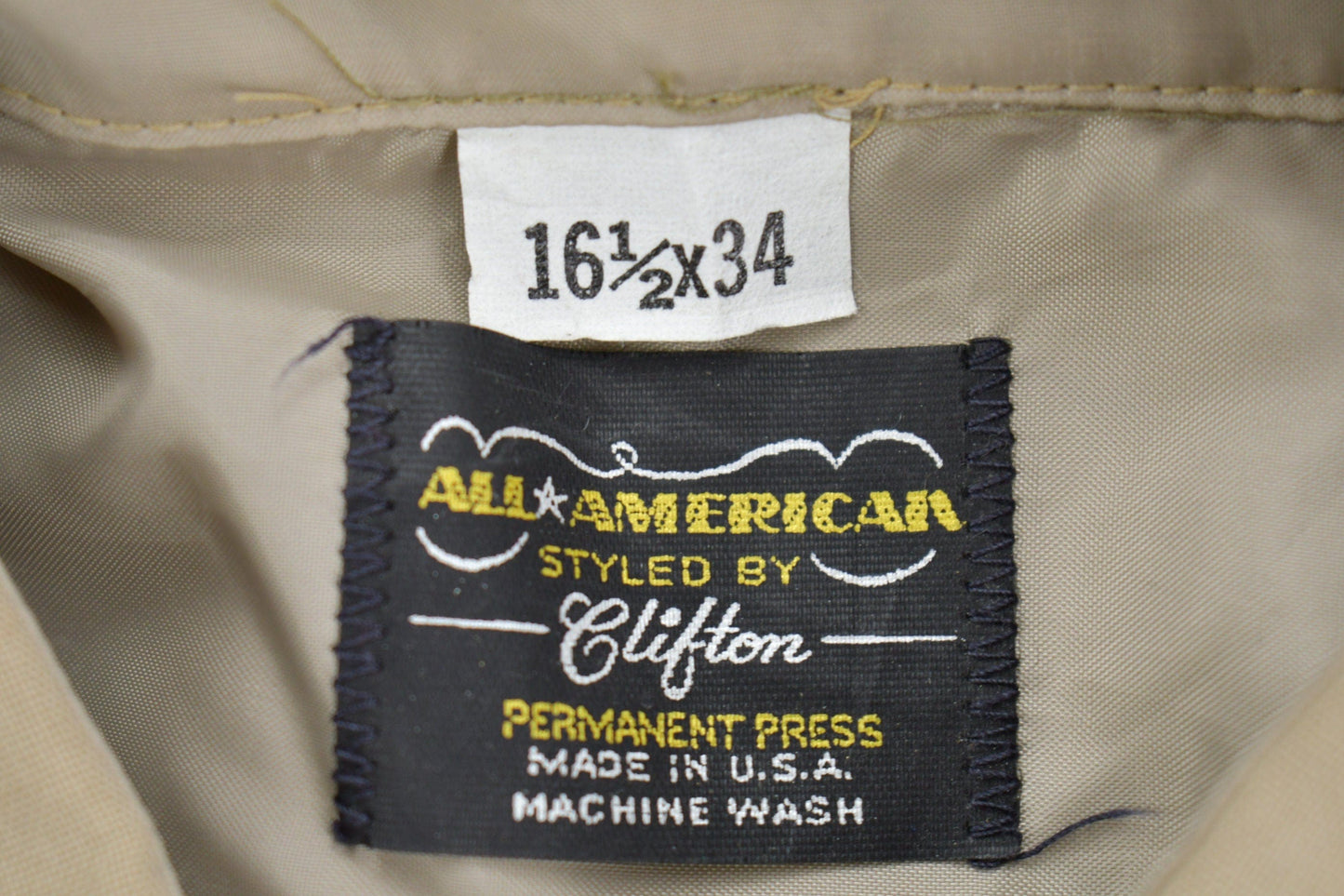 Vintage 1980s Khaki Uniform Button Up Shirt Men's XL from propervintagecanada