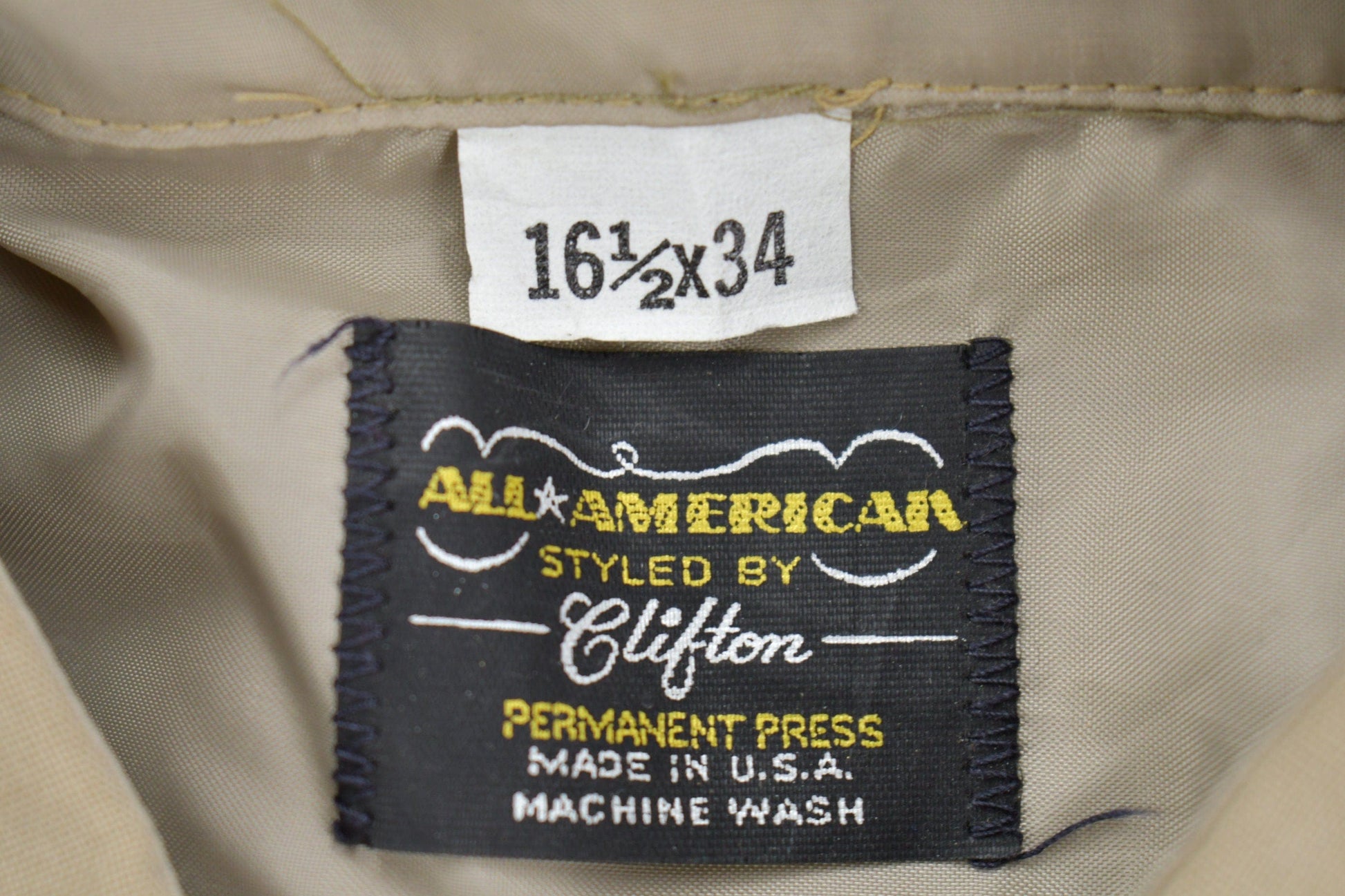 Vintage 1980s Khaki Uniform Button Up Shirt Men's XL from propervintagecanada