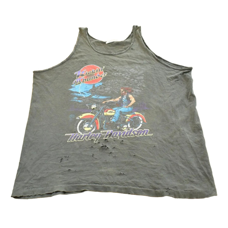 Vintage 1980s Kickin' Thunder Harley-Davidson Biker Tank Top Mens XL from propervintagecanada