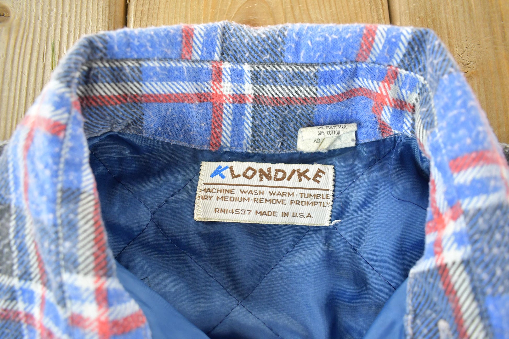 Vintage 1980s Klondike Lined Plaid Flannel Button Up Shirt Men's Medium from propervintagecanada