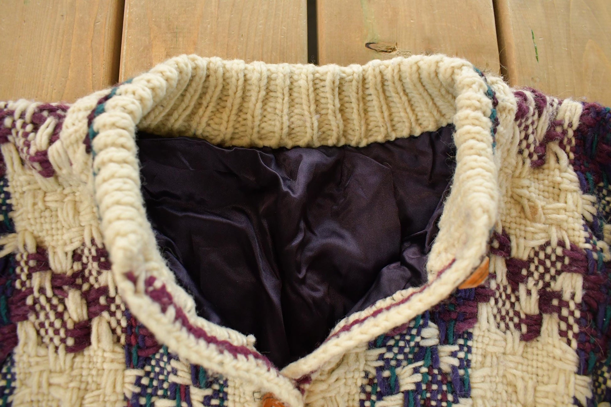 Vintage 1980s Knit Cardigan Sweater Jacket Women's Large / Insulated Jacket / Vintage 80s Crewneck / Winter / Button Up from propervintagecanada