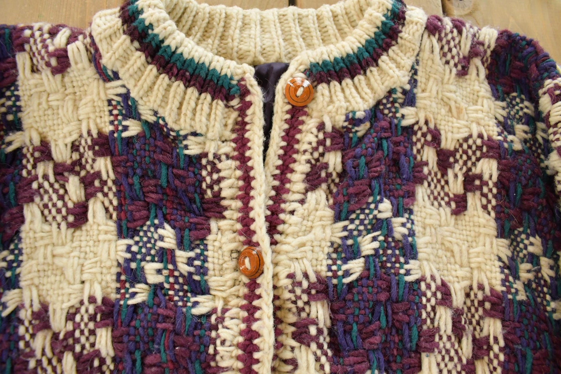 Vintage 1980s Knit Cardigan Sweater Jacket Women's Large / Insulated Jacket / Vintage 80s Crewneck / Winter / Button Up from propervintagecanada