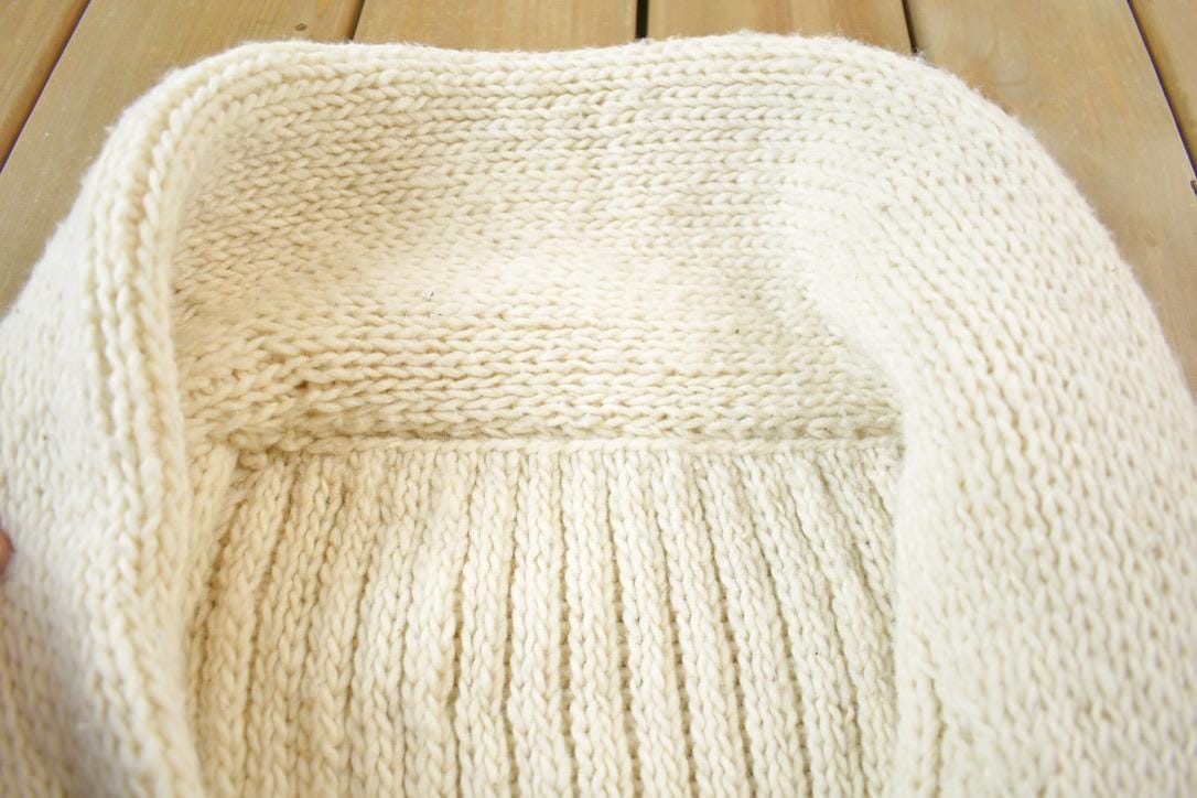 Vintage 1980s Knit Collared Abstract Pattern Cardigan Sweater Men's XL from propervintagecanada