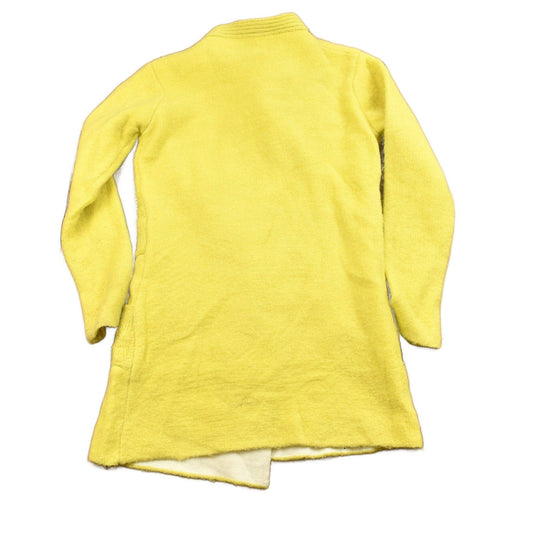 Vintage 1980s Knitted Blank Yellow Long Cardigan SweaterMen's Medium from propervintagecanada