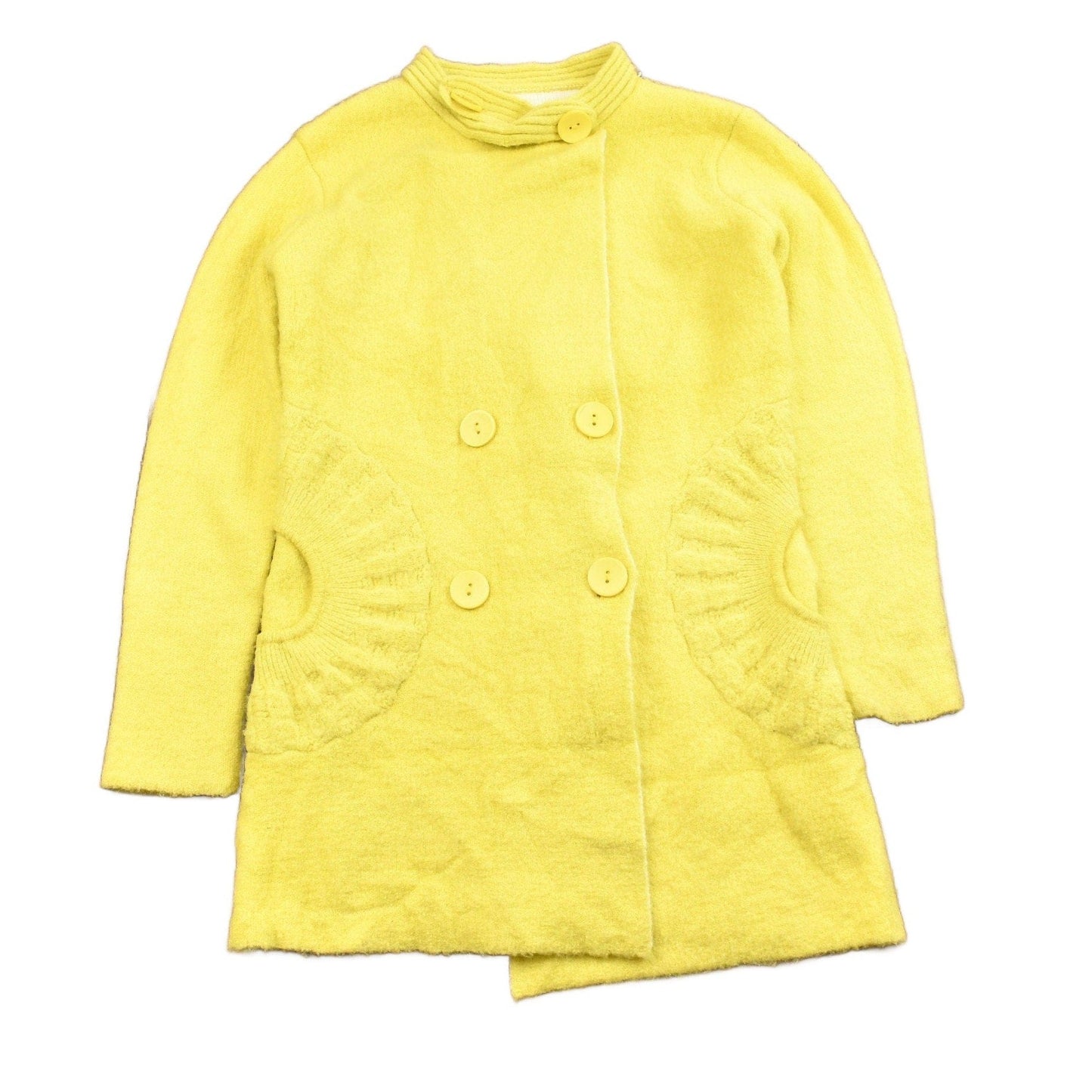 Vintage 1980s Knitted Blank Yellow Long Cardigan SweaterMen's Medium from propervintagecanada