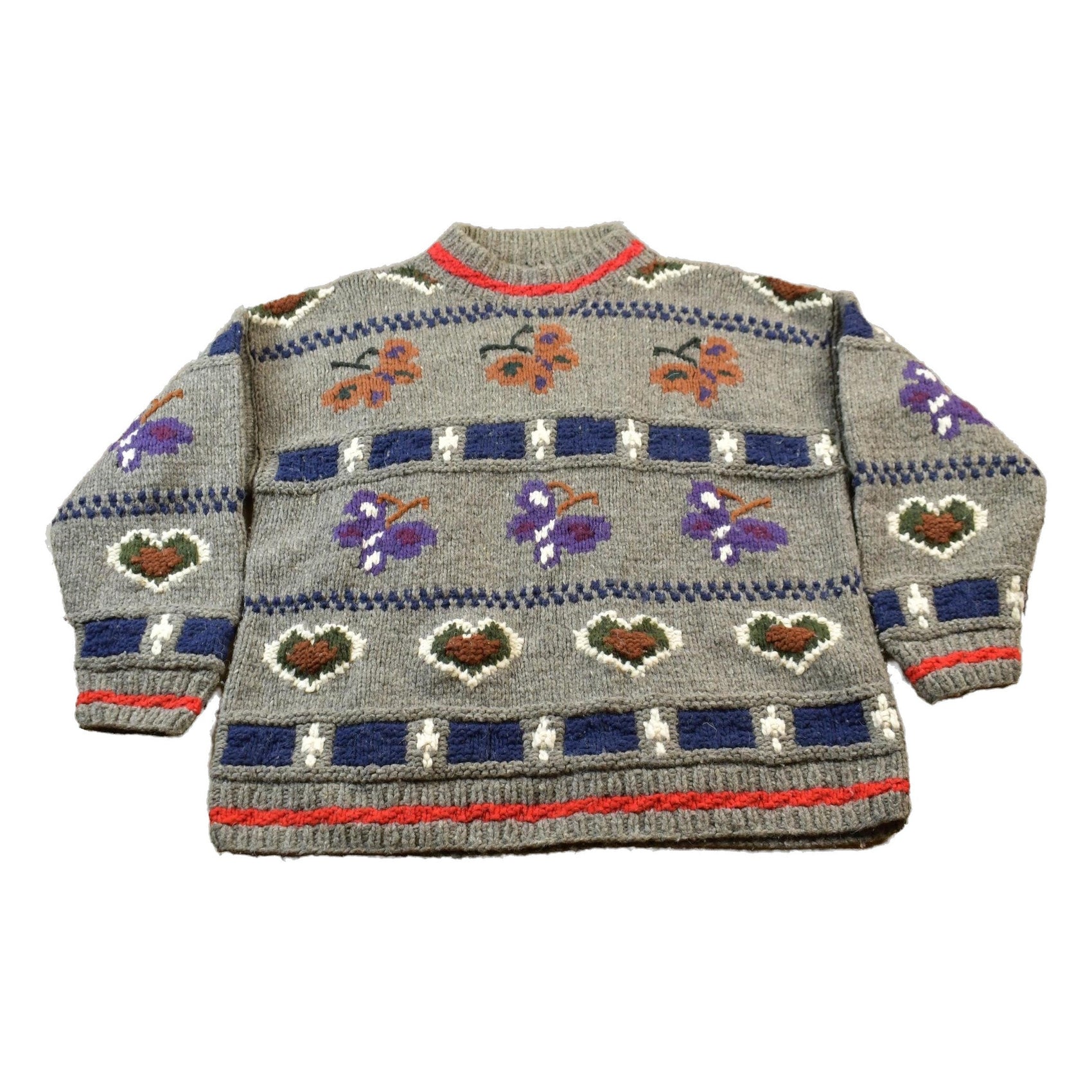 Vintage 1980s Knitted Butterfly Theme Crewneck Sweater Men's XL from propervintagecanada