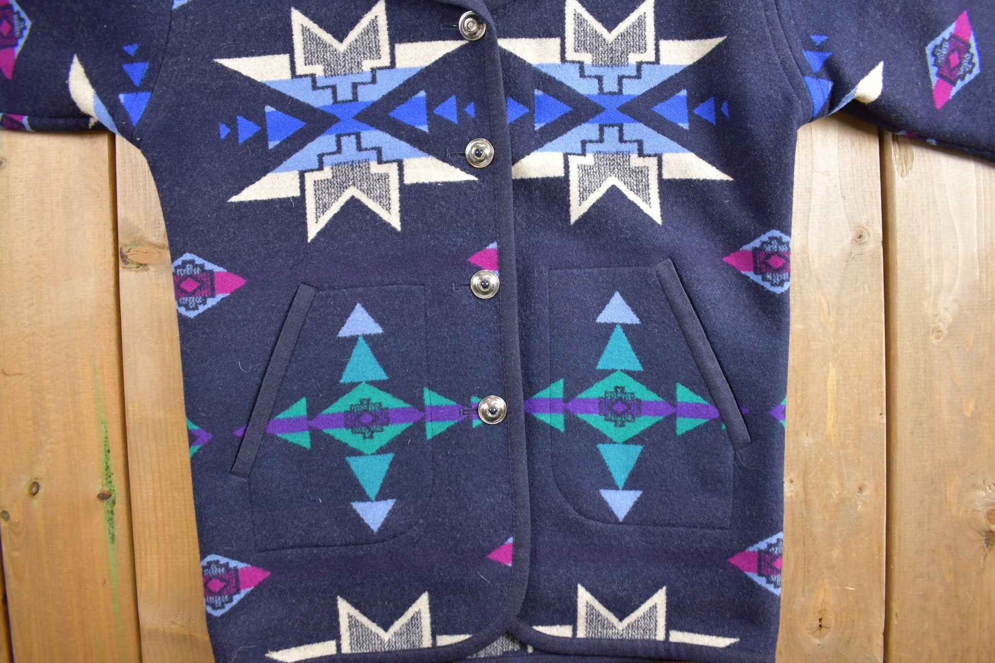 Vintage 1980s Knockabouts By Pendleton Aztec Pattern Jacket from propervintagecanada