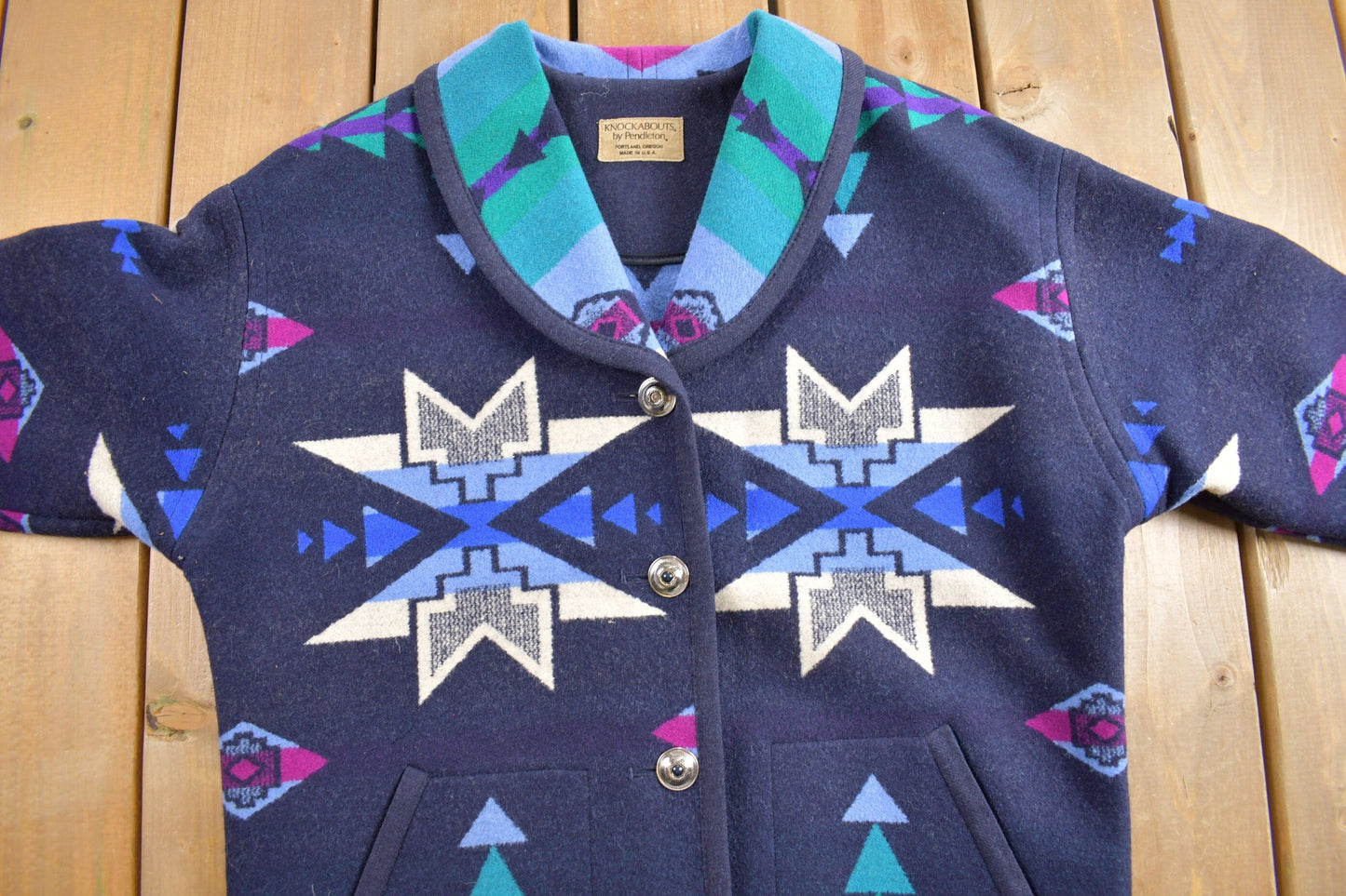 Vintage 1980s Knockabouts By Pendleton Aztec Pattern Jacket from propervintagecanada