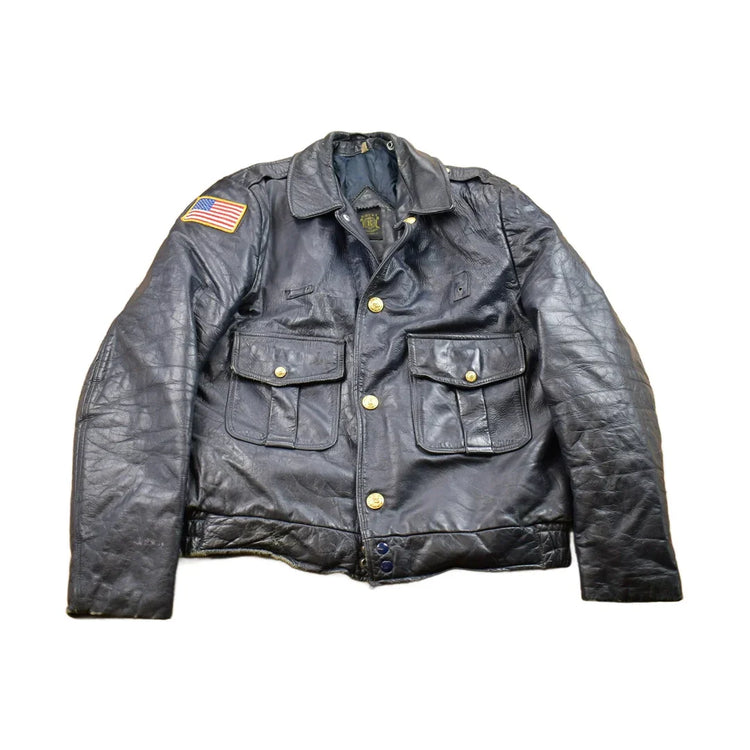 Vintage 1980s Krest Leather Biker Jacket Fall Outerwear Men's Large from propervintagecanada