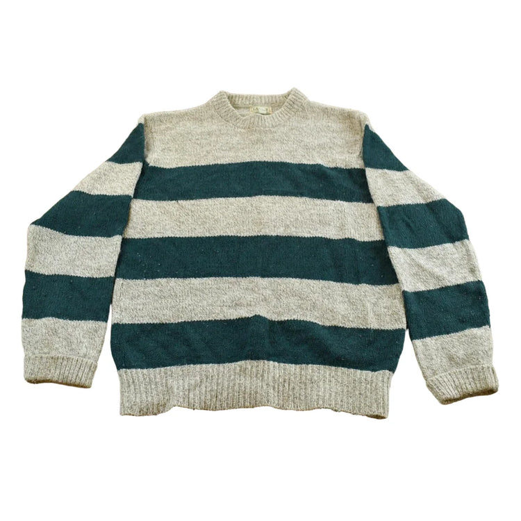 Vintage 1980s L.L. Bean Ragg Striped Wool Knit Crewneck Sweater Men's Large from propervintagecanada
