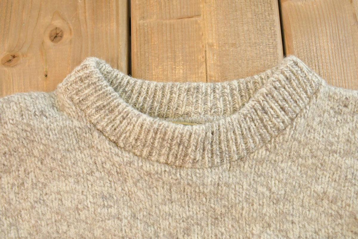 Vintage 1980s L.L. Bean Ragg Striped Wool Knit Crewneck Sweater Men's M from propervintagecanada