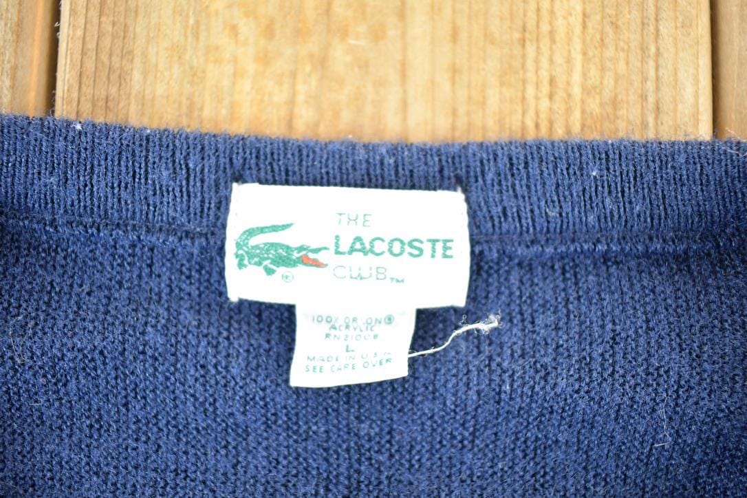 Vintage 1980s Lacoste Knit V Neck Sweater Mens L from propervintagecanada