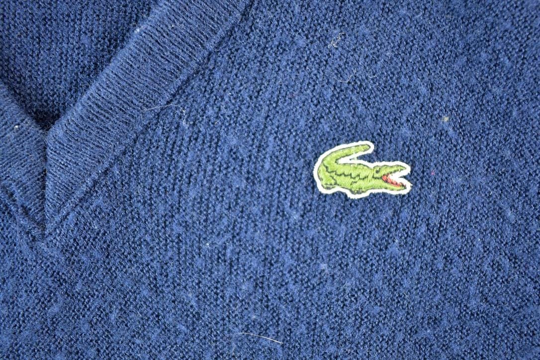 Vintage 1980s Lacoste Knit V Neck Sweater Mens L from propervintagecanada