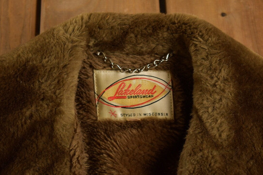 Vintage 1980s Lakeland Sportswear Shearling Long Coat Men's Large from propervintagecanada