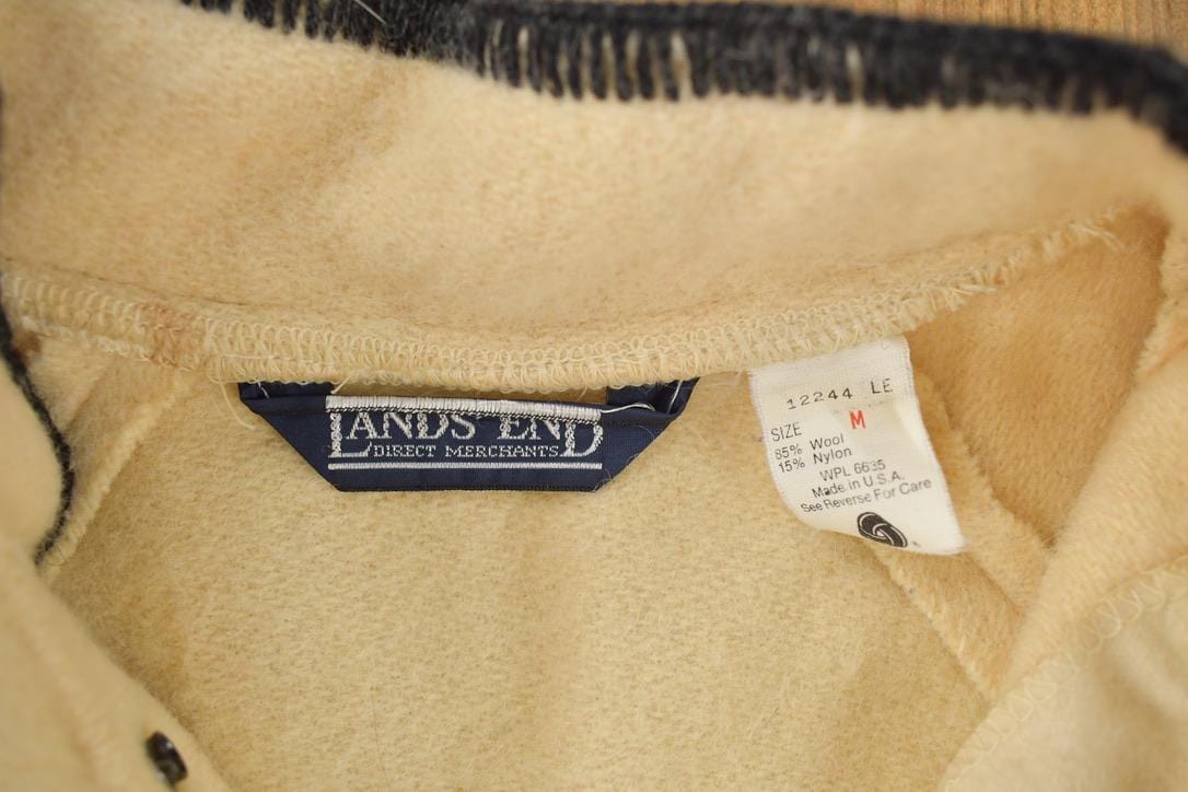 Vintage 1980s LANDS END 100% Wool Snap Button Sweater Made In USA Men's Medium from propervintagecanada