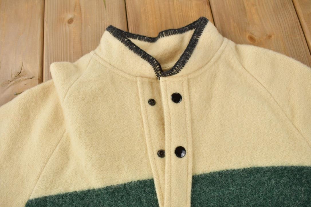 Vintage 1980s LANDS END 100% Wool Snap Button Sweater Made In USA Men's Medium from propervintagecanada