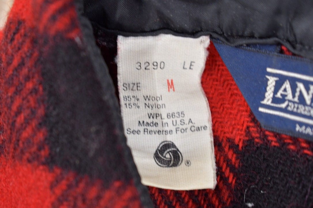 Vintage 1980s Lands End Buffalo Plaid Wool Button Up Shirt Men's Large from propervintagecanada