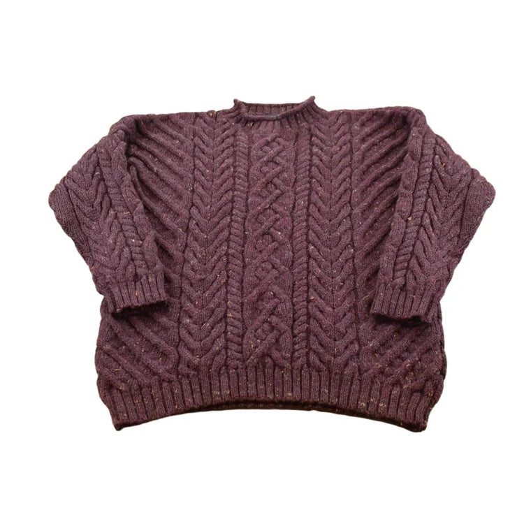 Vintage 1980s Lands' End Heavyweight Wool Cable Knit Crewneck Sweater Women's L from propervintagecanada