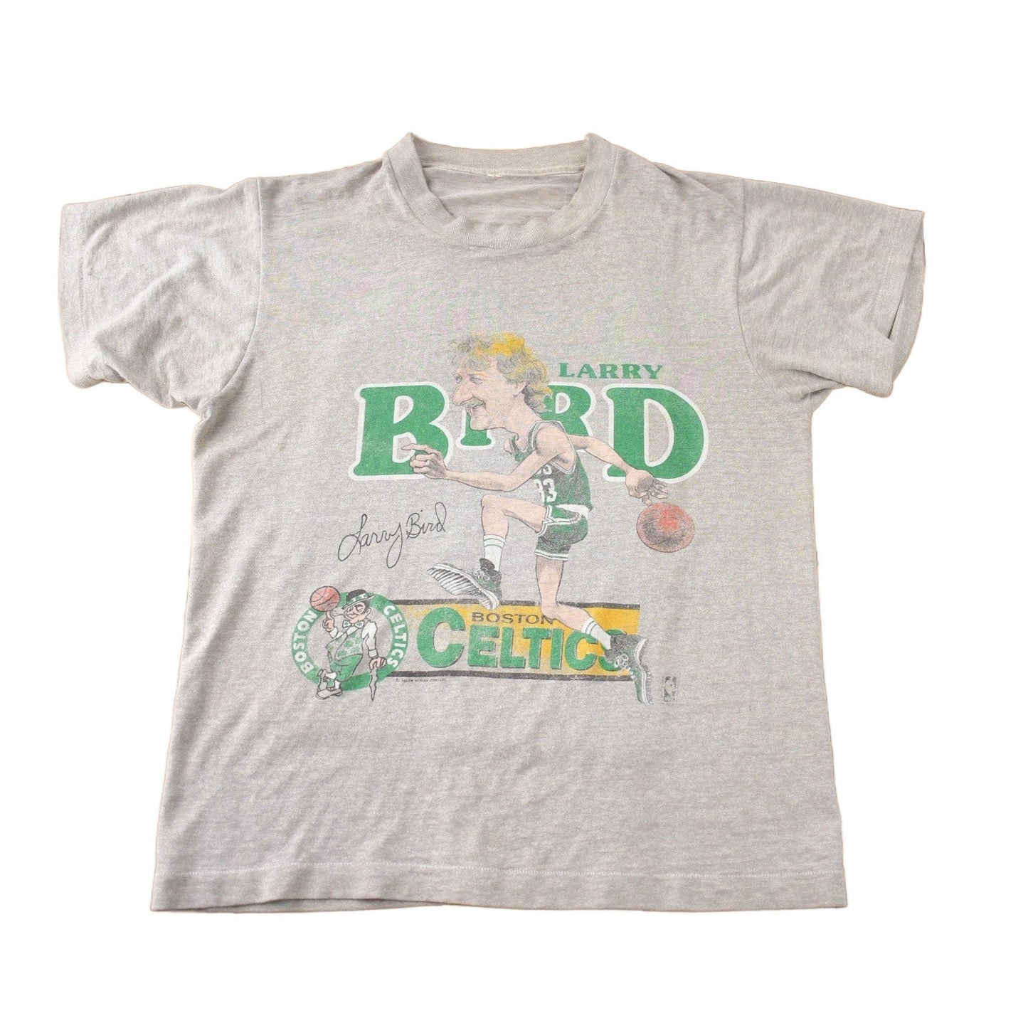 Vintage 1980s Larry Bird Boston Celtics NBA Basketball Graphic T-Shirt Made In USA from propervintagecanada