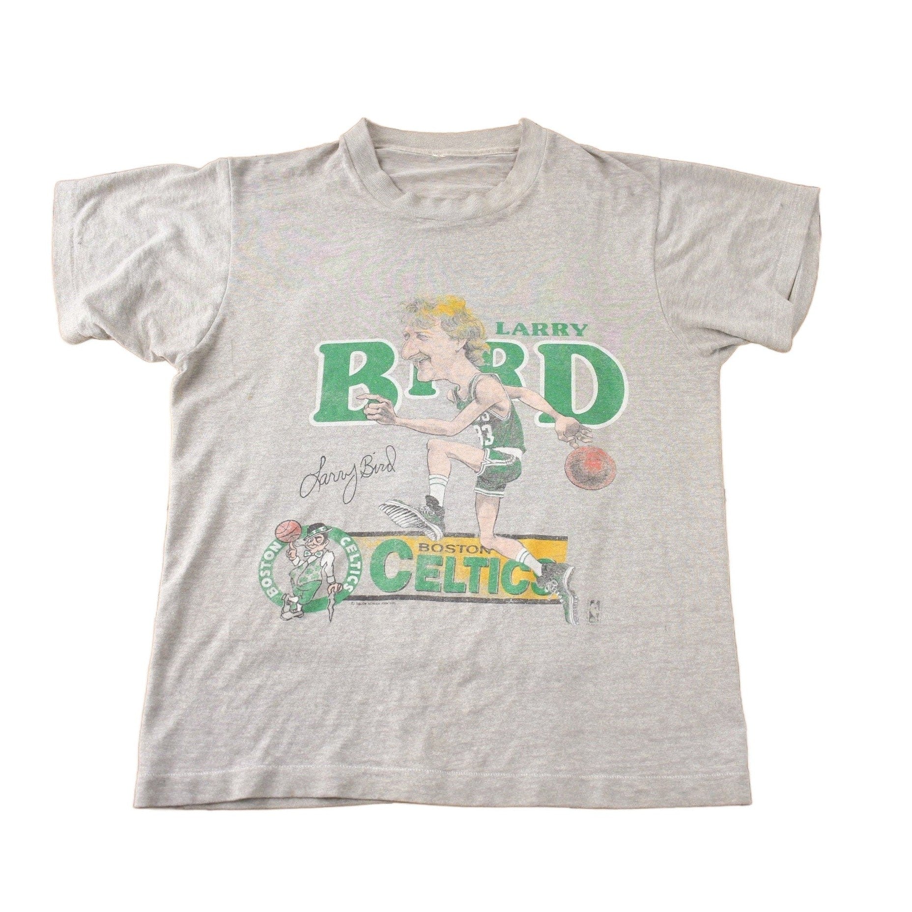 Vintage 1980s Larry Bird Boston Celtics NBA Basketball Graphic T-Shirt Made In USA from propervintagecanada