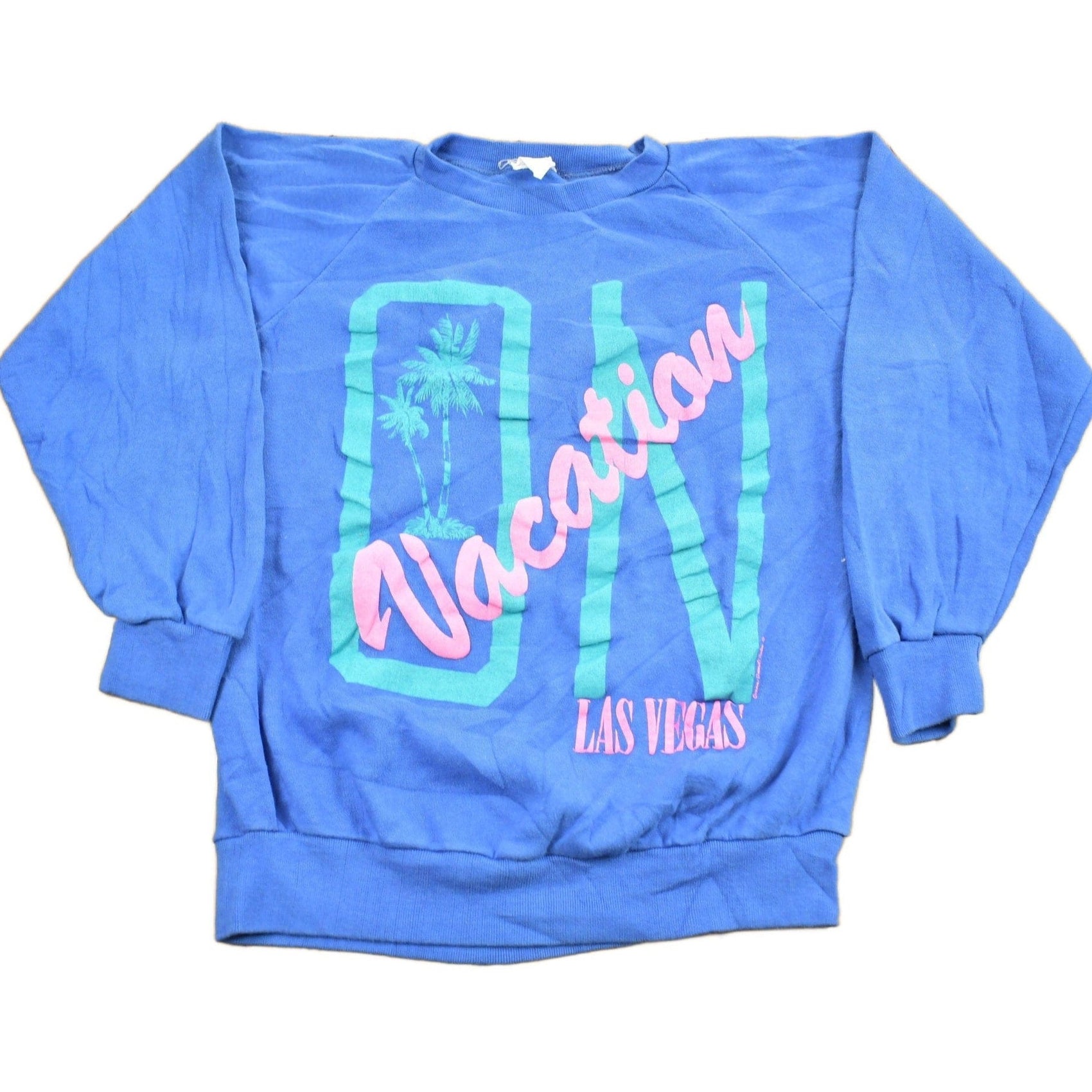 Vintage 1980s Las Vegas On Vacation Raglan Crewneck Sweatshirt Men's Small from propervintagecanada