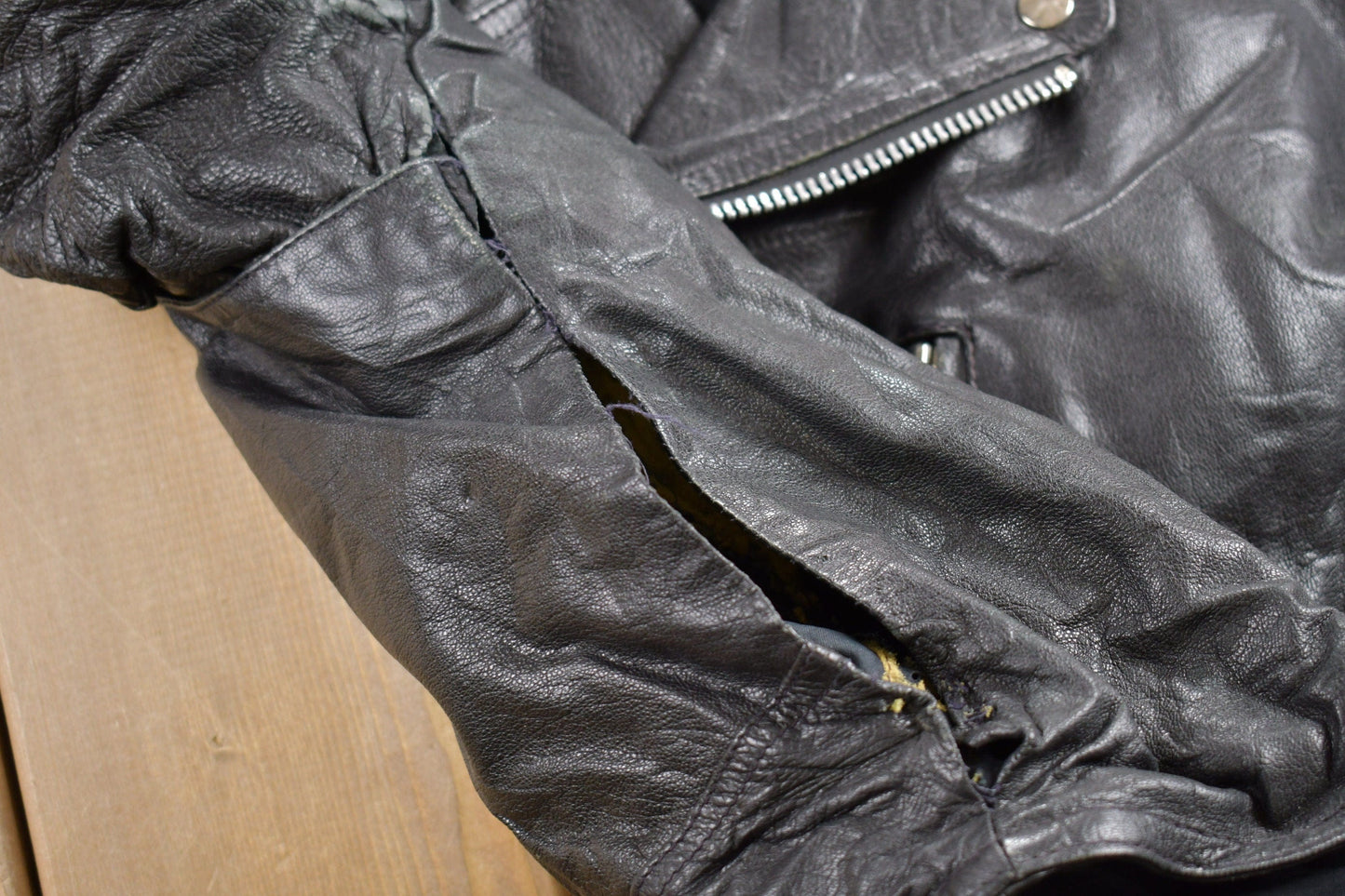 Vintage 1980s Leather Biker Jacket Men's Medium from propervintagecanada