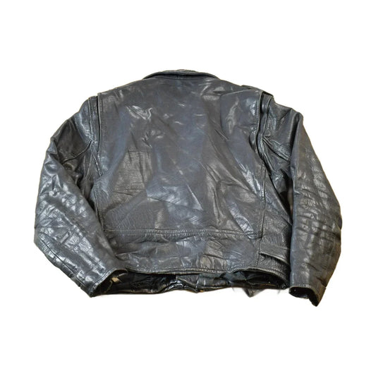 Vintage 1980s Leather Gold Biker Jacket - 44R from propervintagecanada