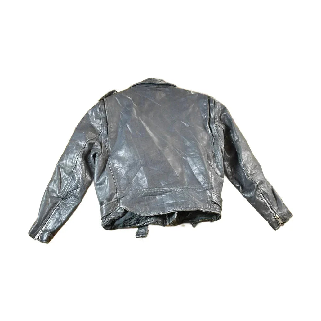 Vintage 1980s Leather Gold Harley Davidson Motorcycle Perfectly Distressed Biker Jacket Made In USA from propervintagecanada