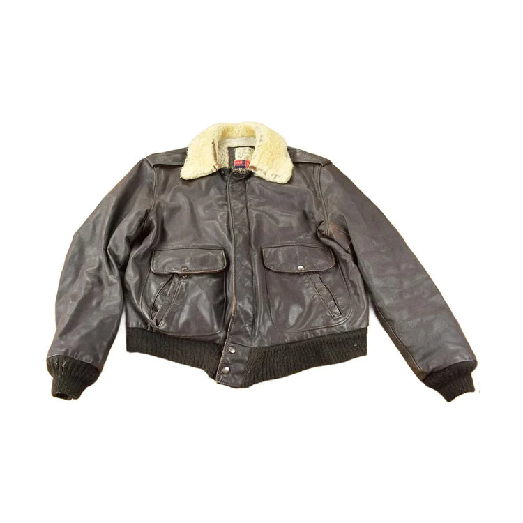 Vintage 1980s Leather Men's Flyer's Jacket Made In USA Men's Large from propervintagecanada