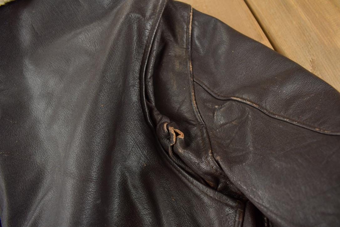 Vintage 1980s Leather Men's Flyer's Jacket Made In USA Men's Large from propervintagecanada