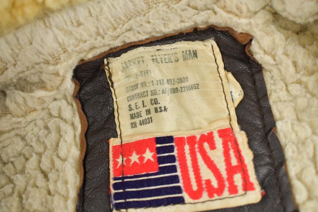 Vintage 1980s Leather Men's Flyer's Jacket Made In USA Men's Large from propervintagecanada