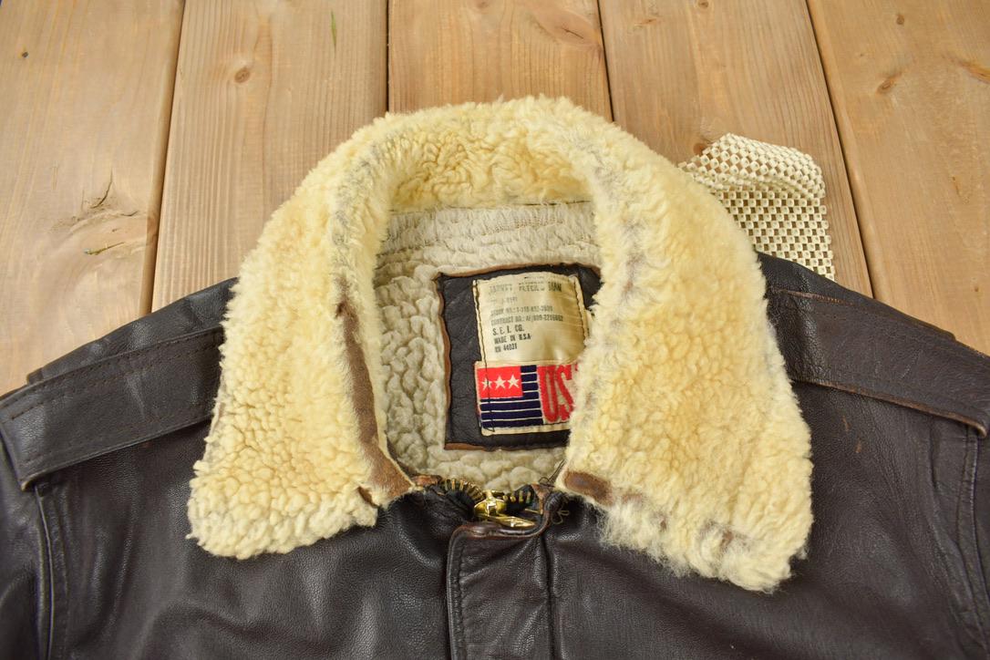Vintage 1980s Leather Men's Flyer's Jacket Made In USA Men's Large from propervintagecanada