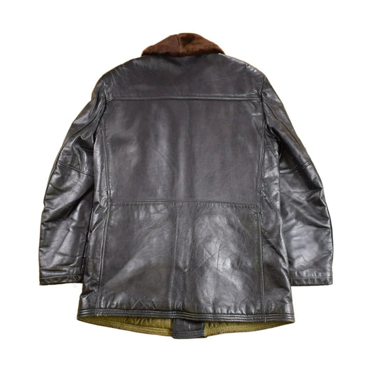 Vintage 1980s Leather Sheep Skin Shearling Coat Men's Medium from propervintagecanada