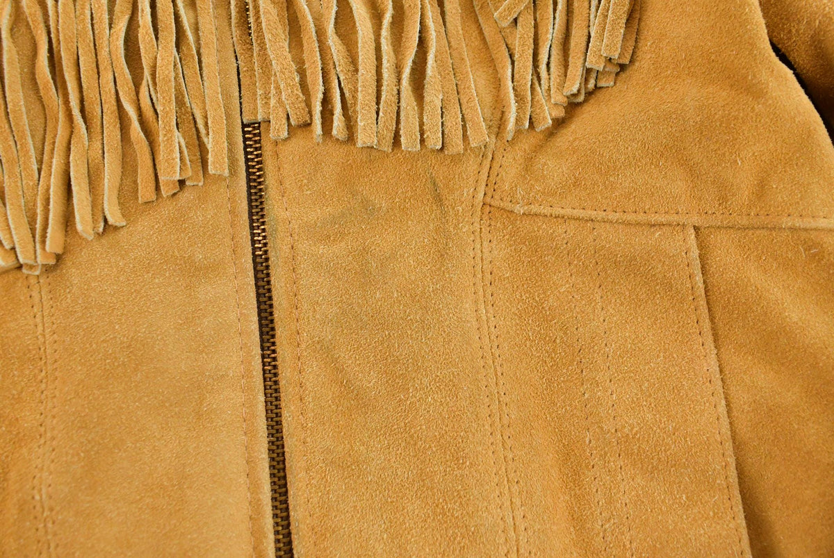 Vintage 1980s Leather Suede Western Fringe Jacket Women's S / 80s Outerwear / Outdoors / Tassels from propervintagecanada