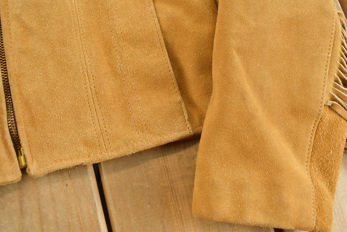 Vintage 1980s Leather Suede Western Fringe Jacket Women's S / 80s Outerwear / Outdoors / Tassels from propervintagecanada