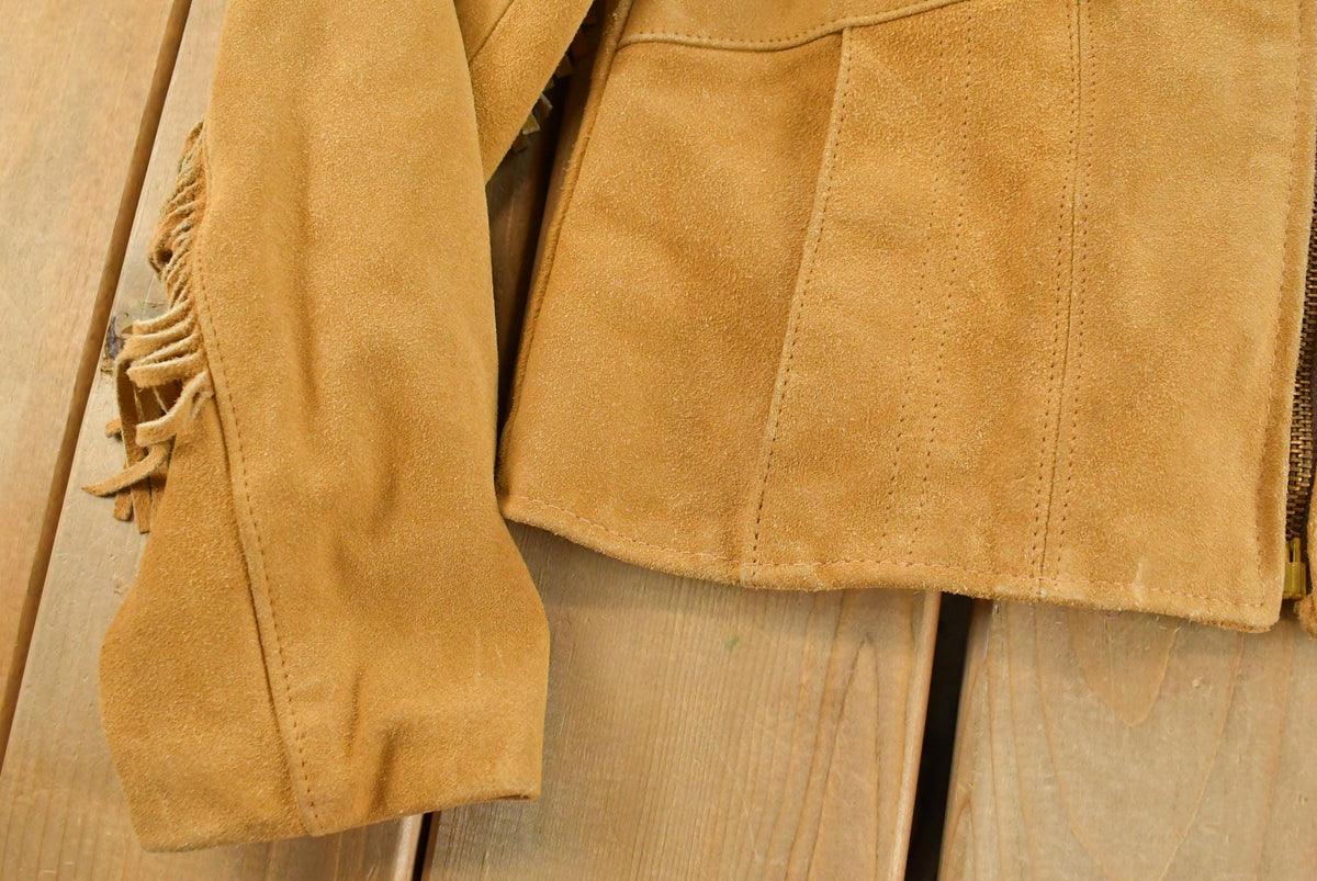Vintage 1980s Leather Suede Western Fringe Jacket Women's S / 80s Outerwear / Outdoors / Tassels from propervintagecanada