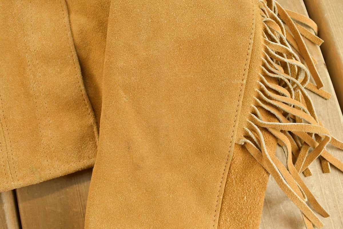 Vintage 1980s Leather Suede Western Fringe Jacket Women's S / 80s Outerwear / Outdoors / Tassels from propervintagecanada