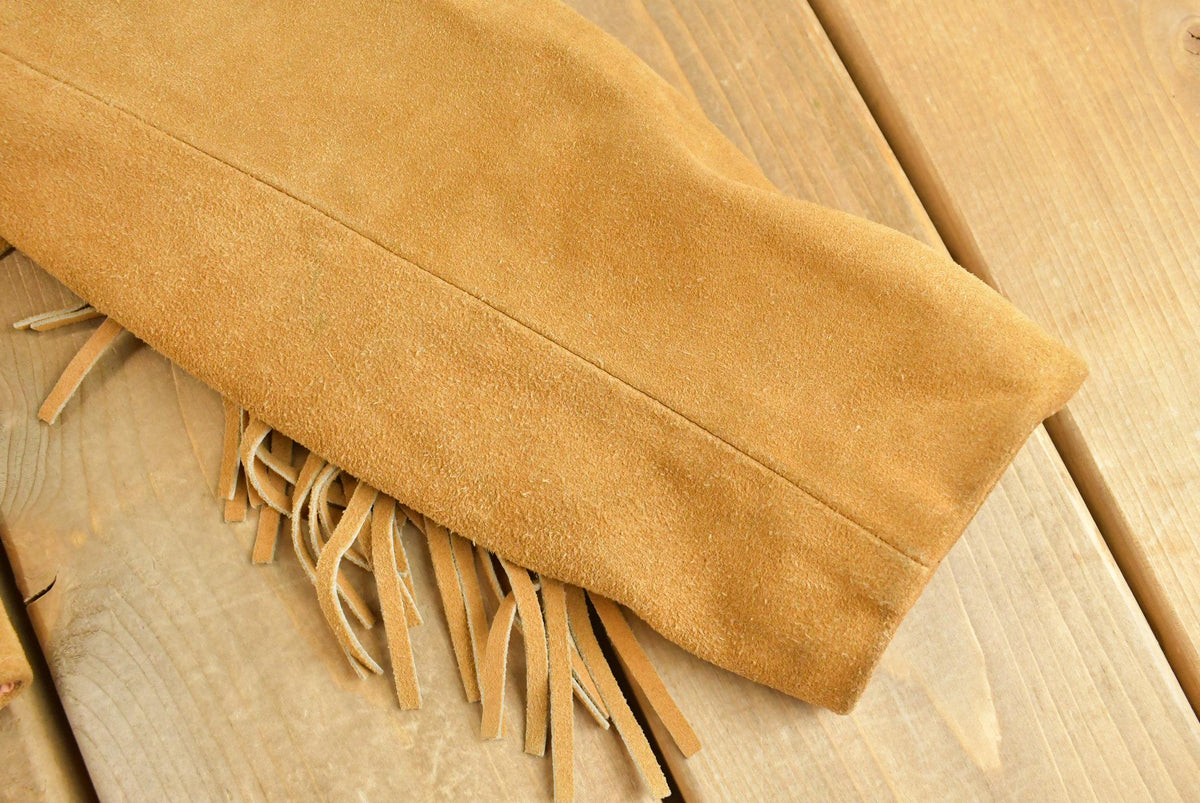 Vintage 1980s Leather Suede Western Fringe Jacket Women's S / 80s Outerwear / Outdoors / Tassels from propervintagecanada