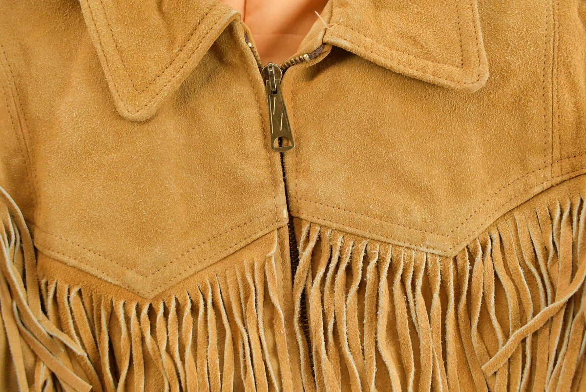 Vintage 1980s Leather Suede Western Fringe Jacket Women's S / 80s Outerwear / Outdoors / Tassels from propervintagecanada