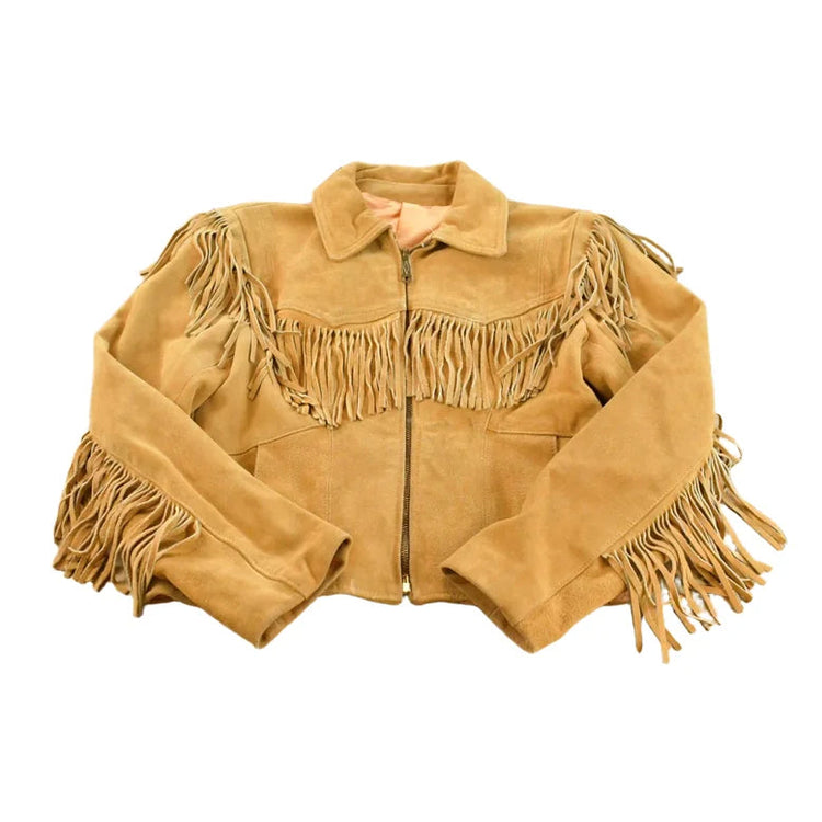 Vintage 1980s Leather Suede Western Fringe Jacket Women's S / 80s Outerwear / Outdoors / Tassels from propervintagecanada