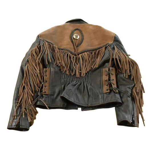 Vintage 1980s Leather Western Fringe Jacket Women's Small from propervintagecanada