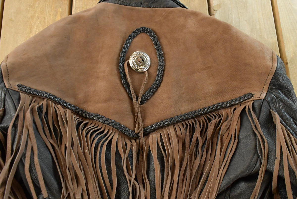 Vintage 1980s Leather Western Fringe Jacket Women's Small from propervintagecanada