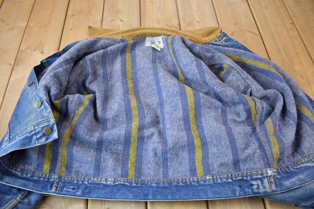 Vintage 1980s Lee Storm Rider Blanket Lined Jean Jacket Men's Large from propervintagecanada