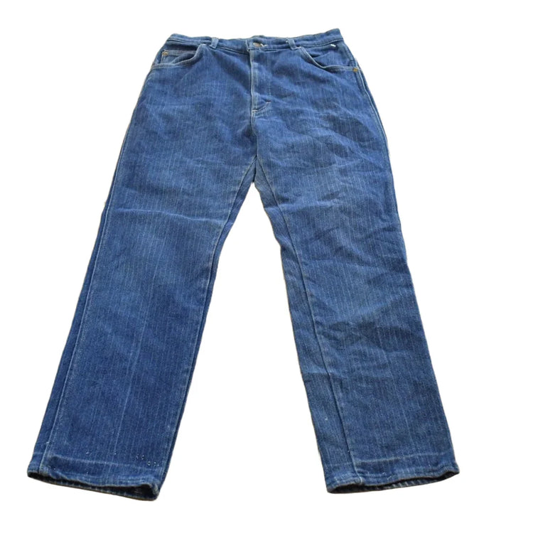 Vintage 1980s Lee Women's Striped Herringbone Denim Jeans Women's 29 x 28 from propervintagecanada