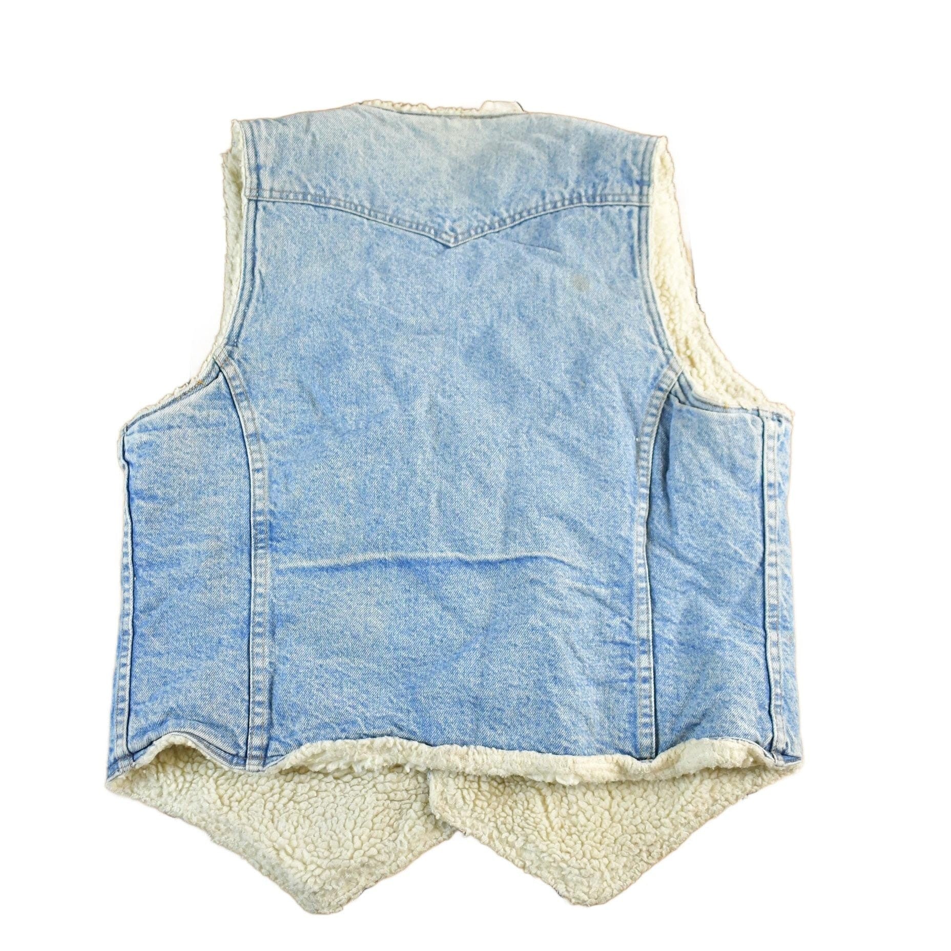 Vintage 1980s Levi's Orange Tab Sherpa Lined Denim Jean Vest Men's S-M from propervintagecanada