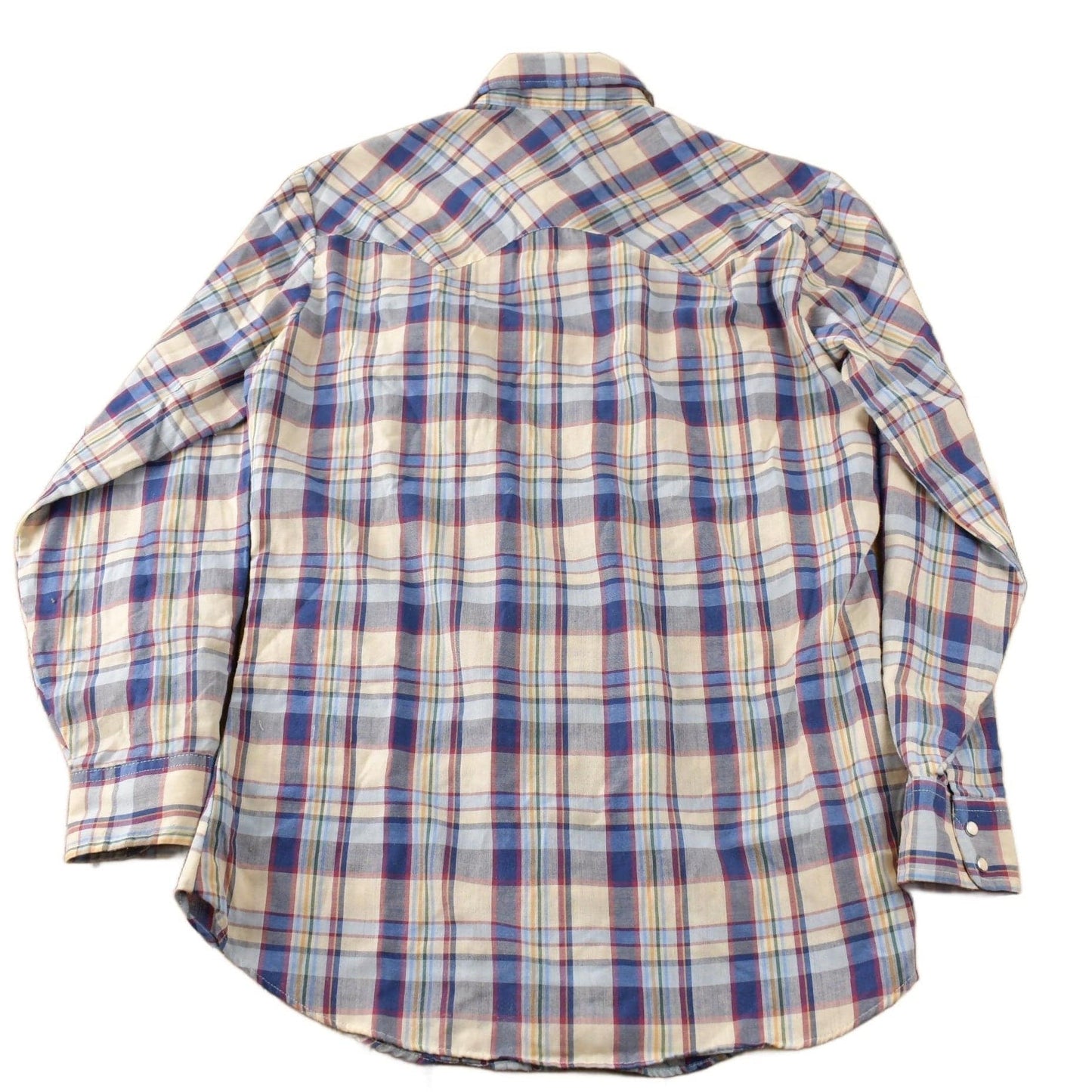 Vintage 1980s Levi's Western Wear Pearl Snap Plaid Long Sleeve Button Up Shirt Men's M from propervintagecanada