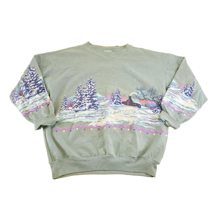 Vintage 1980s Lifestyles AOP Outdoorsman Souvenir Crewneck Sweatshirt Womens XL from propervintagecanada