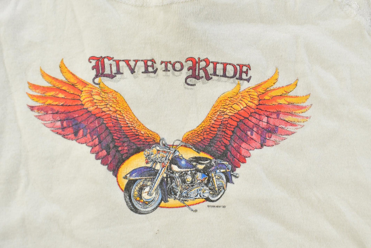 Vintage 1980s Live to Ride Lace Biker Tank Top Women's S from propervintagecanada