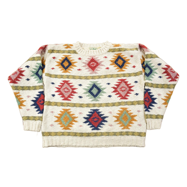 Vintage 1980s LL Bean Aztec Pattern Knit Sweater Men's Medium from propervintagecanada