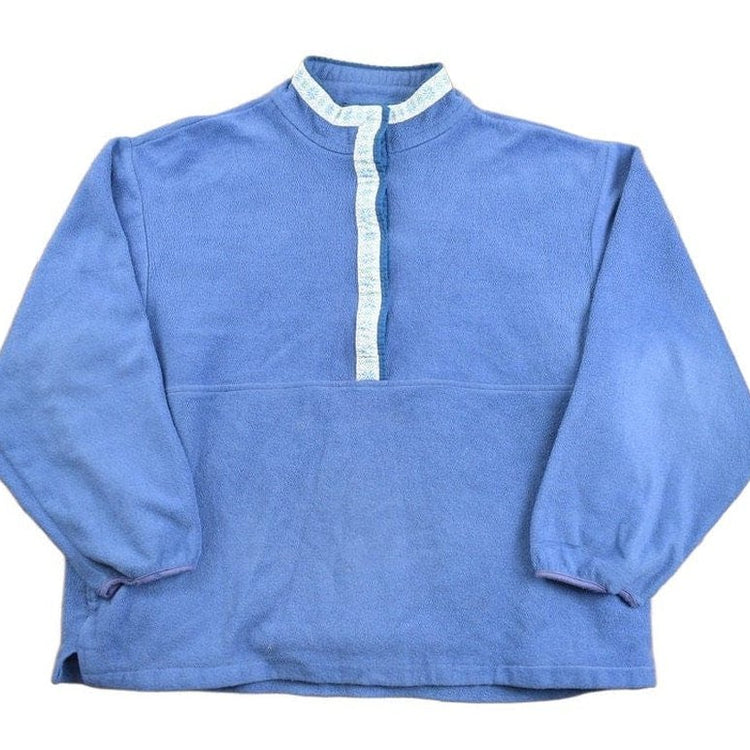 Vintage 1980s LL Bean Blue T Snap Fleece Sweater Men's Medium from propervintagecanada